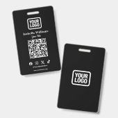 QR-Code-Eventabzeichen | Digitale schwarze Budget- Ausweis (Vorder- & Rückseite)