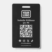 QR-Code-Eventabzeichen | Digitale schwarze Budget- Ausweis (Vorderseite)