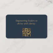 QR-Code Executive Coach Navy Blau Gold Visitenkarte (Rückseite)