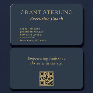 QR-Code Executive Coach Navy Blau Gold Visitenkarte