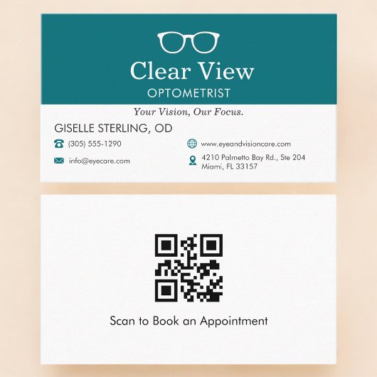 QR Code Eye Doctor Optometrist Office Glasses Icon Visitenkarte