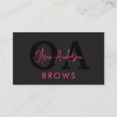 QR Code Eyebrows Brows Artist Hot Pink Black Visitenkarte (Vorderseite)