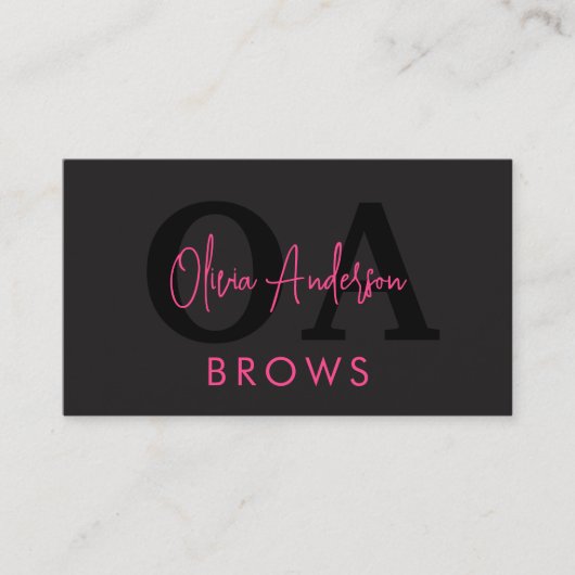 QR Code Eyebrows Brows Artist Hot Pink Black Visitenkarte (Vorderseite)