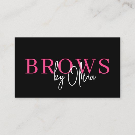 QR Code Eyebrows Brows Artist Hot Pink Black Visitenkarte (Vorderseite)