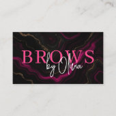 QR Code Eyebrows Brows Artist Pink Black Marble Visitenkarte (Vorderseite)