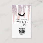 QR CODE Eyelash Girly Pink Glitzer Drift Visitenkarte (Vorderseite)