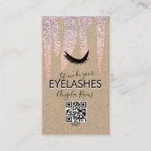 QR CODE Eyelashes Rosa Glitzer Drift Rustic B Visitenkarte (Vorderseite)