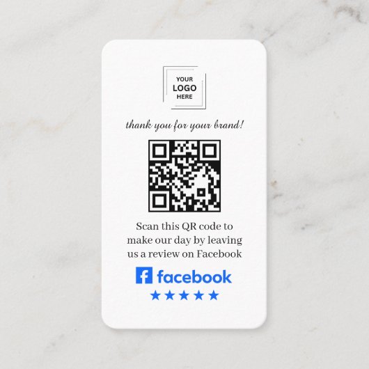 QR-Code Facebook-Bewertung Kundenfeedback-Stil Visitenkarte (Vorderseite)