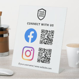 QR-Code Facebook & Instagramm | White Simple Sockelschild