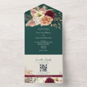 QR Code Fall Floral Wedding All In One Einladung (Innen Boden)