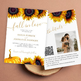 QR-Code Fall in Liebe Sonnenblumenhochzeit Details Einladung