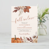 QR-Code Fall in Love botanische Kürbis Hochzeit Einladung (Stehend Vorderseite)