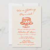 QR Code farbenfrohe handgezeichnete Kuchen Retro S Einladung (Vorderseite)