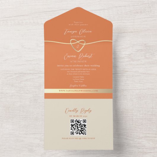 QR Code Farbenfrohe moderne Hochzeit All In One Einladung (Innen Boden)