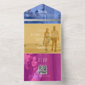 QR-Code Farbige Foto-Hochzeit All In One Einladung (Innen Boden)
