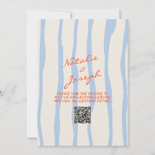 QR Code Farbige Hand geschrieben Whimsikale Hochze Einladung (Rückseite)