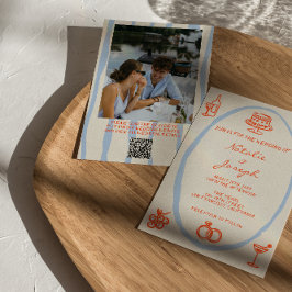 QR Code Farbige Handschrift geschriebener Foto Spa Einladung