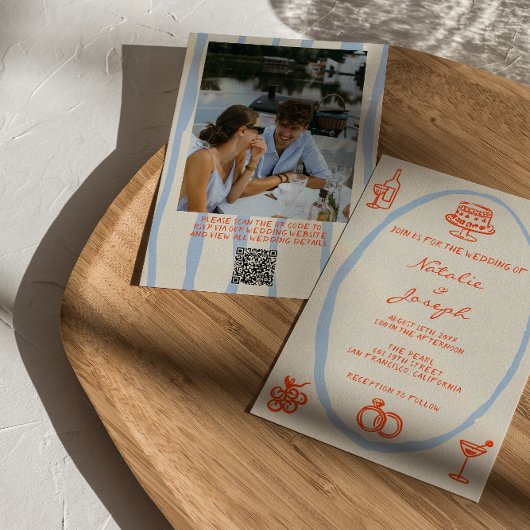 QR Code Farbige Handschrift geschriebener Foto Spa Einladung