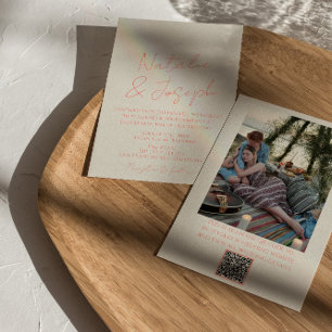QR-Code Farbige Pastell Whimsical Foto Hochzeit  Einladung