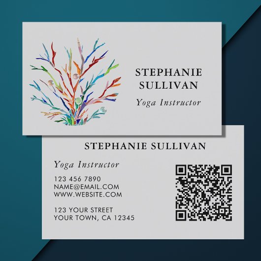 QR Code Farbige Yoga Instructor Business Card Visitenkarte