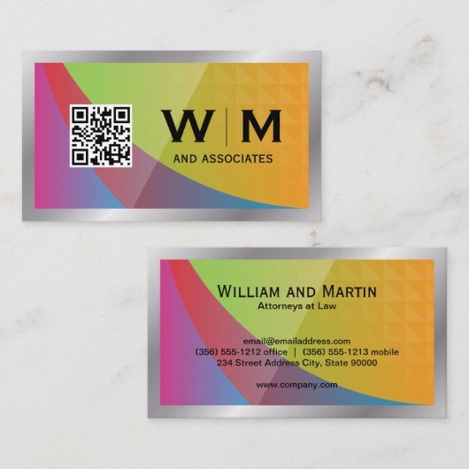 QR-Code | Farbiger geometrischer Hintergrund Visitenkarte (Vorne/Hinten)