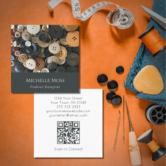 QR Code Fashion Designer Nähtasten Quadratische Visitenkarte