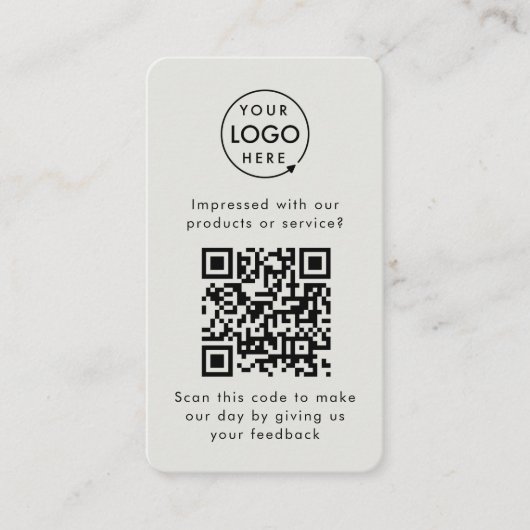 QR Code Feedback Berufliche Kundenbewertung Grau Visitenkarte (Vorderseite)