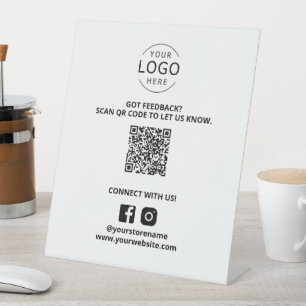 QR Code Feedback Social Media Marketing Business Sockelschild