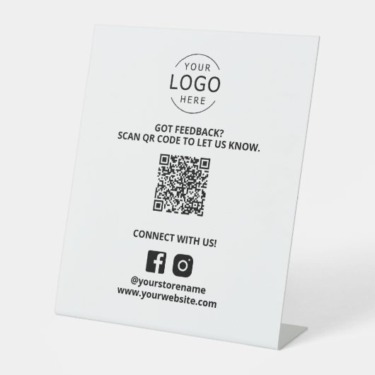 QR Code Feedback Social Media Marketing Business Sockelschild (Vorderseite)