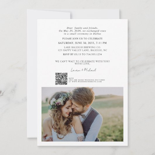 QR-Code feiert mit 2 Foto Hochzeit bei uns Ankündigung (Rückseite)