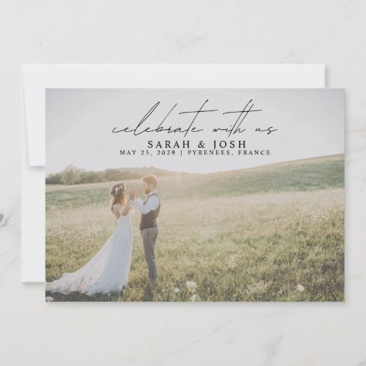 QR-Code feiert mit 2 Foto Hochzeit bei uns Ankündigung (Vorderseite)