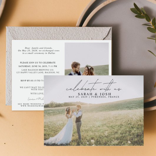 QR-Code feiert mit 2 Foto Hochzeit bei uns Ankündigung