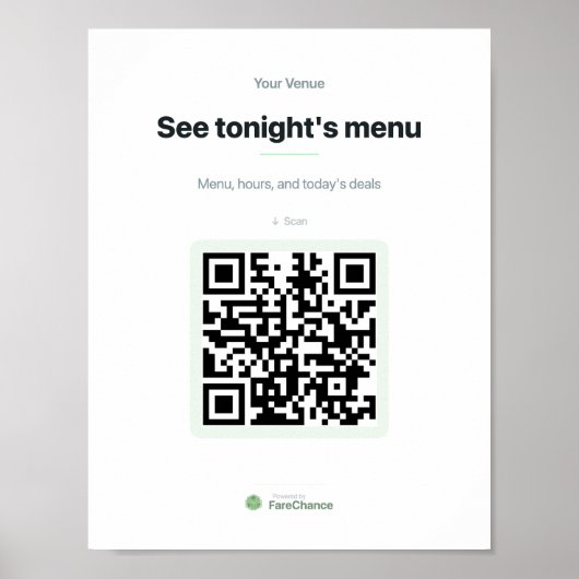 QR-Code-Fensterschild für Restaurants und Geschäft Poster (Vorne)