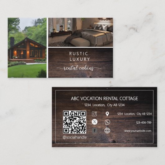 QR-Code Ferienvermietung Gästehaus Rustikal Visitenkarte (Vorne/Hinten)