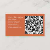 QR Code Fett florale Visitenkarte Ränder Orangen (Rückseite)