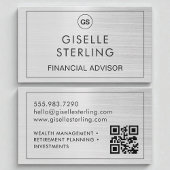 QR-Code-Finanzberater Pinsel Silver Monogram Visitenkarte