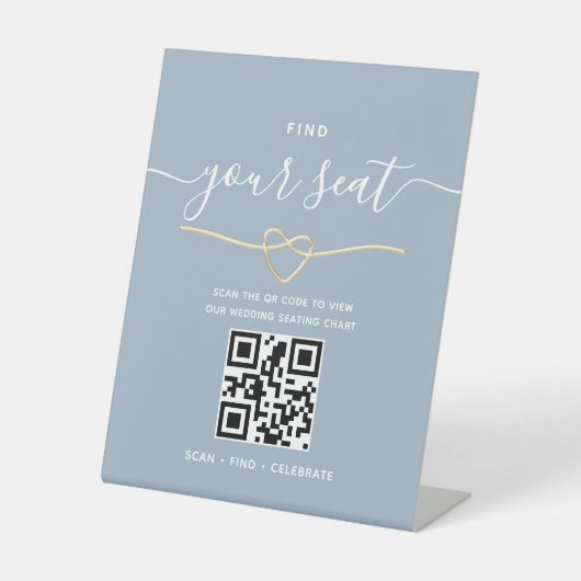 QR-Code Finde Deinen Platz Hochzeit Sockelschild (Vorderseite)