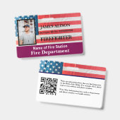 Qr Code Firefighter Foto Name ID-Karte des Mitarbe Ausweis (Vorder- & Rückseite)
