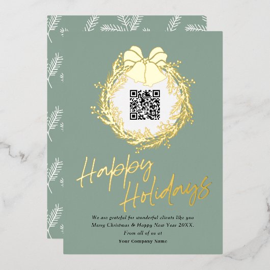 QR-Code Firmenkunden-Happenkarte Folien Feiertagskarte (Vorderseite/Rückseite)