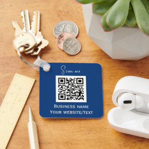 QR-Code-Firmenlogo Beruflich blau Schlüsselanhänger