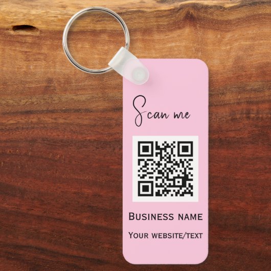 QR-Code-Firmenlogo Beruflich rosa Schlüsselanhänger (Vorderseite)