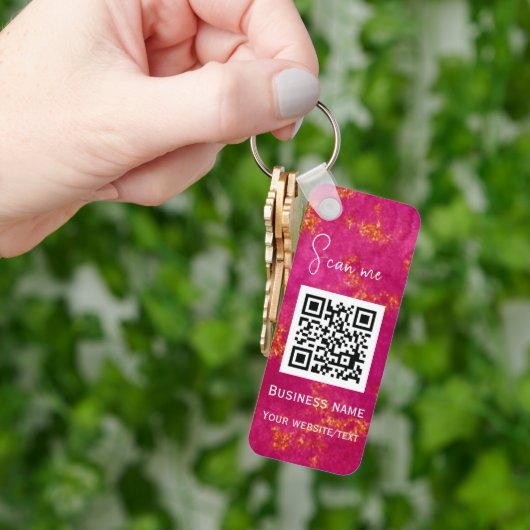 QR-Code-Firmenlogo Beruflich rosa Schlüsselanhänger (Hand)