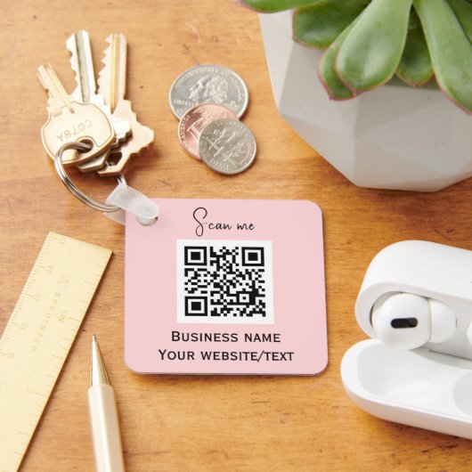 QR-Code-Firmenlogo Beruflich rosa Schlüsselanhänger (Schreibtisch)