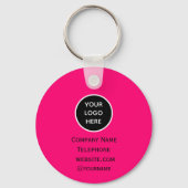 QR-Code-Firmenlogo Berufliches Hot-Pink Schlüsselanhänger (Rückseite)