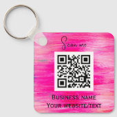 QR-Code-Firmenlogo Berufliches Hot-Pink Schlüsselanhänger (Vorderseite)