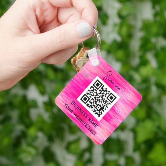 QR-Code-Firmenlogo Berufliches Hot-Pink Schlüsselanhänger (Hand)