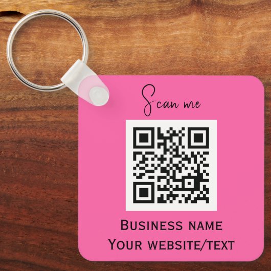 QR-Code-Firmenlogo Berufliches Hot-Pink Schlüsselanhänger (Vorderseite)