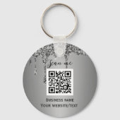 QR-Code-Firmenlogo Berufliches Silber Schlüsselanhänger (Vorderseite)