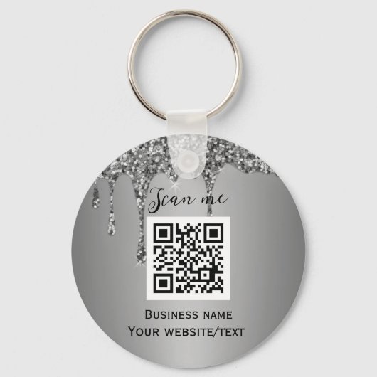 QR-Code-Firmenlogo Berufliches Silber Schlüsselanhänger (Vorderseite)