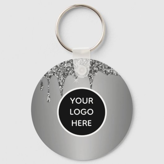 QR-Code-Firmenlogo Berufliches Silber Schlüsselanhänger (Rückseite)